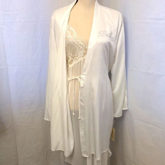 In Bloom by Jonquil bridal lace nightgown and robe. Off white size M/L - Picture 5 of 13